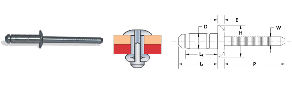 Steel structural bulb tite rivet