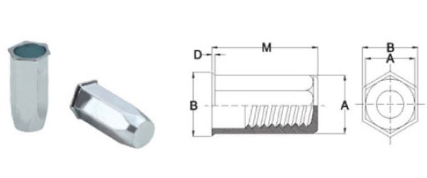 M4 to M10 hex reduced head insert nuts supplier