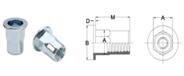 Large Flat Insert Nuts