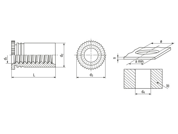 Self-clinching threaded standoffs open type DSOS DSO